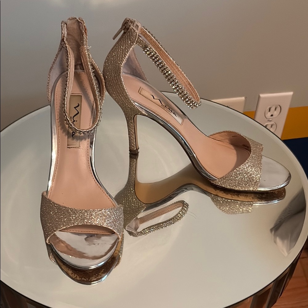 Nina Gold Heels Elegant High Heeled Sandals